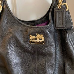 COACH black pebble leather handbag